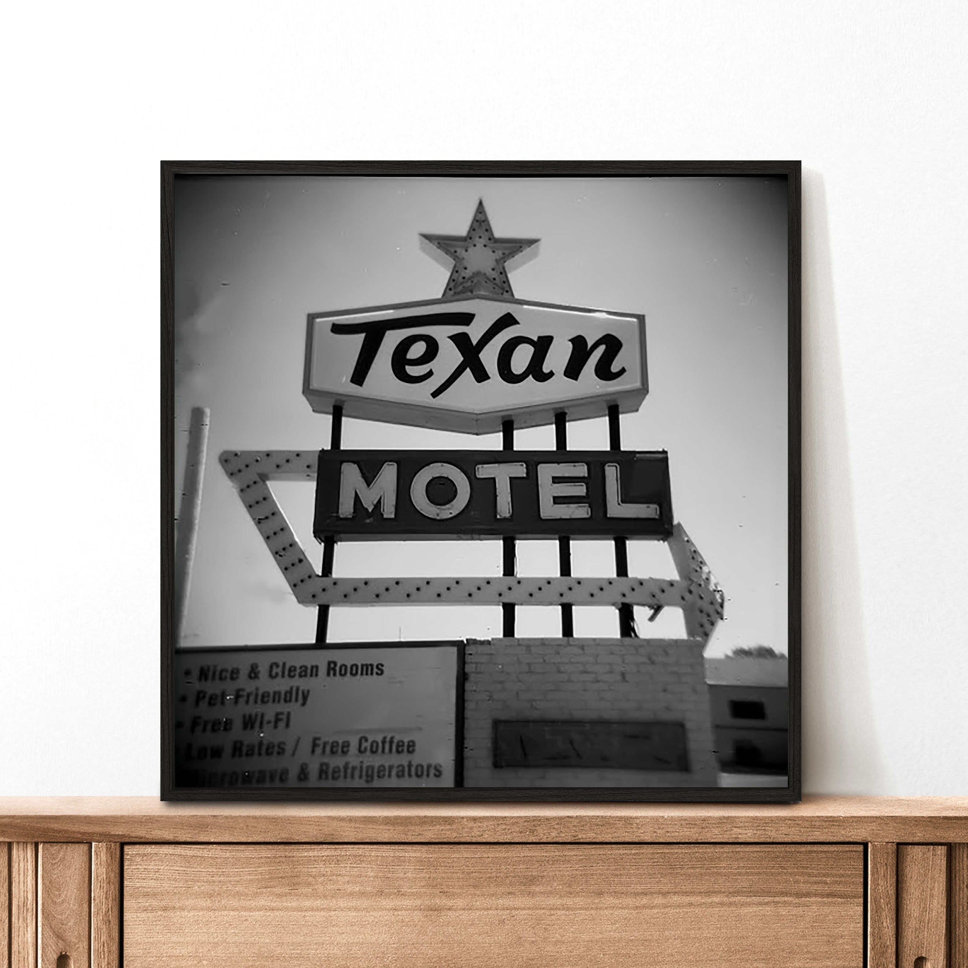 Texan Motel Sign Holga Photograph Print