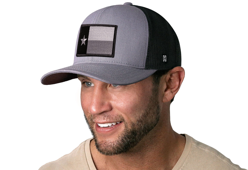 Texas Flag Trucker Hat  |  Tactical Gray-Black TX Snapback