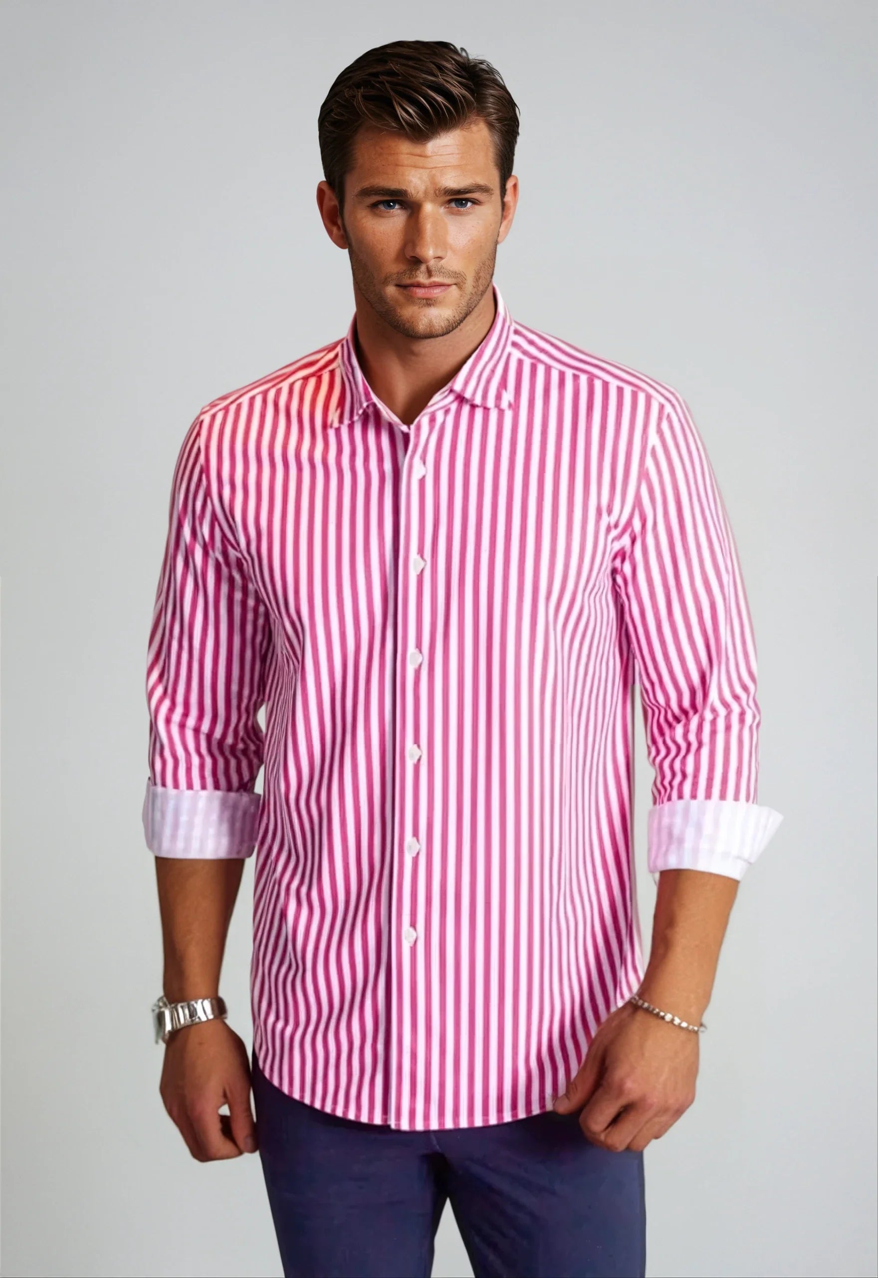 The Go Big Stripe Long Sleeve Tech Shirt - Sunset Stripe