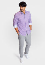 The Go Big Stripe Long Sleeve Tech Shirt - Grape