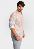 The Go Big Stripe Long Sleeve Tech Shirt - Espresso