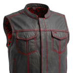 The Club Cut Men's Motorcycle Leather Vest, Multiple Color Options