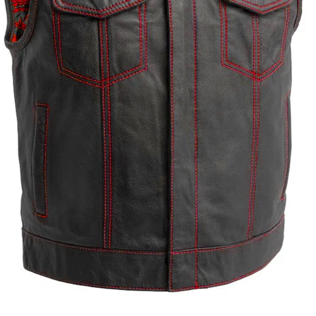 The Club Cut Men's Motorcycle Leather Vest, Multiple Color Options