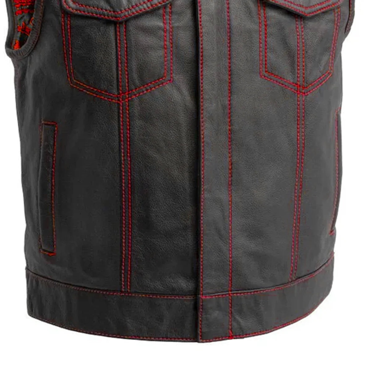 The Club Cut Men's Motorcycle Leather Vest, Multiple Color Options