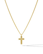 Stone Cross Pendant -  14K Gold Onyx