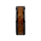 THRACIAN Carpathian Wood Inlaid Black Ceramic Ring with Bevels - 6mm & 8mm