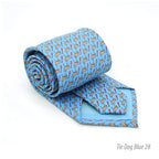 Dog Provence Blue Necktie with Handkerchief Set