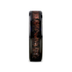 TINE Black Ceramic Polished Beveled Men's Wedding Band with Dark Brown Antler Inlay - 6mm & 8mm