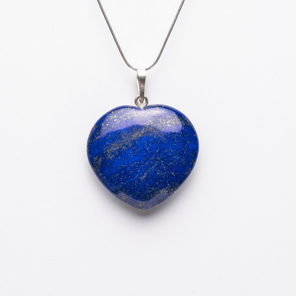 Genuine Lapis Lazuli Heart Pendant (6-8 grams) with Sterling Silver Chain