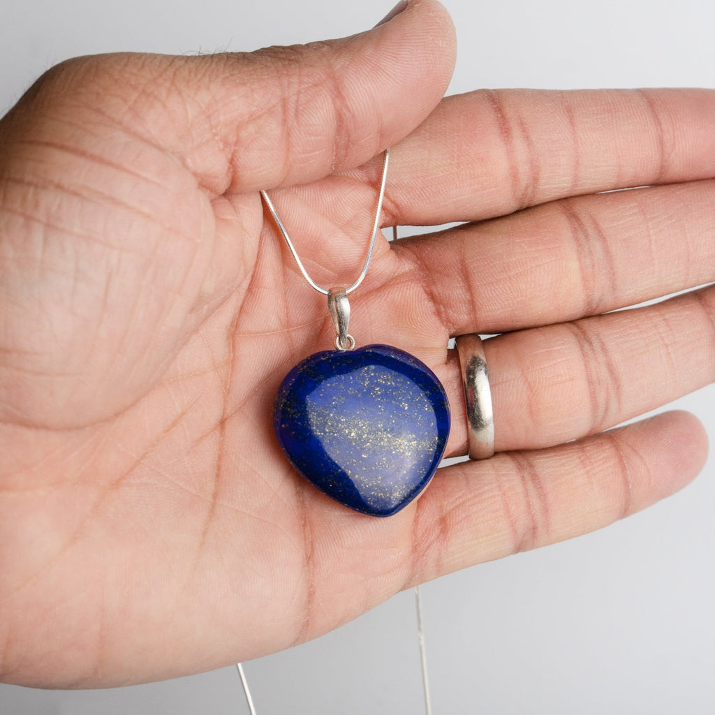 Genuine Lapis Lazuli Heart Pendant (6-8 grams) with Sterling Silver Chain