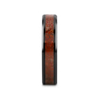 TRIASSIC Red Dinosaur Bone Inlaid Black Ceramic Beveled Edged Ring - 4mm & 8mm