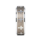 TRINITY Raised Center with Engraved Crosses Men's Tungsten Wedding Band – 8mm