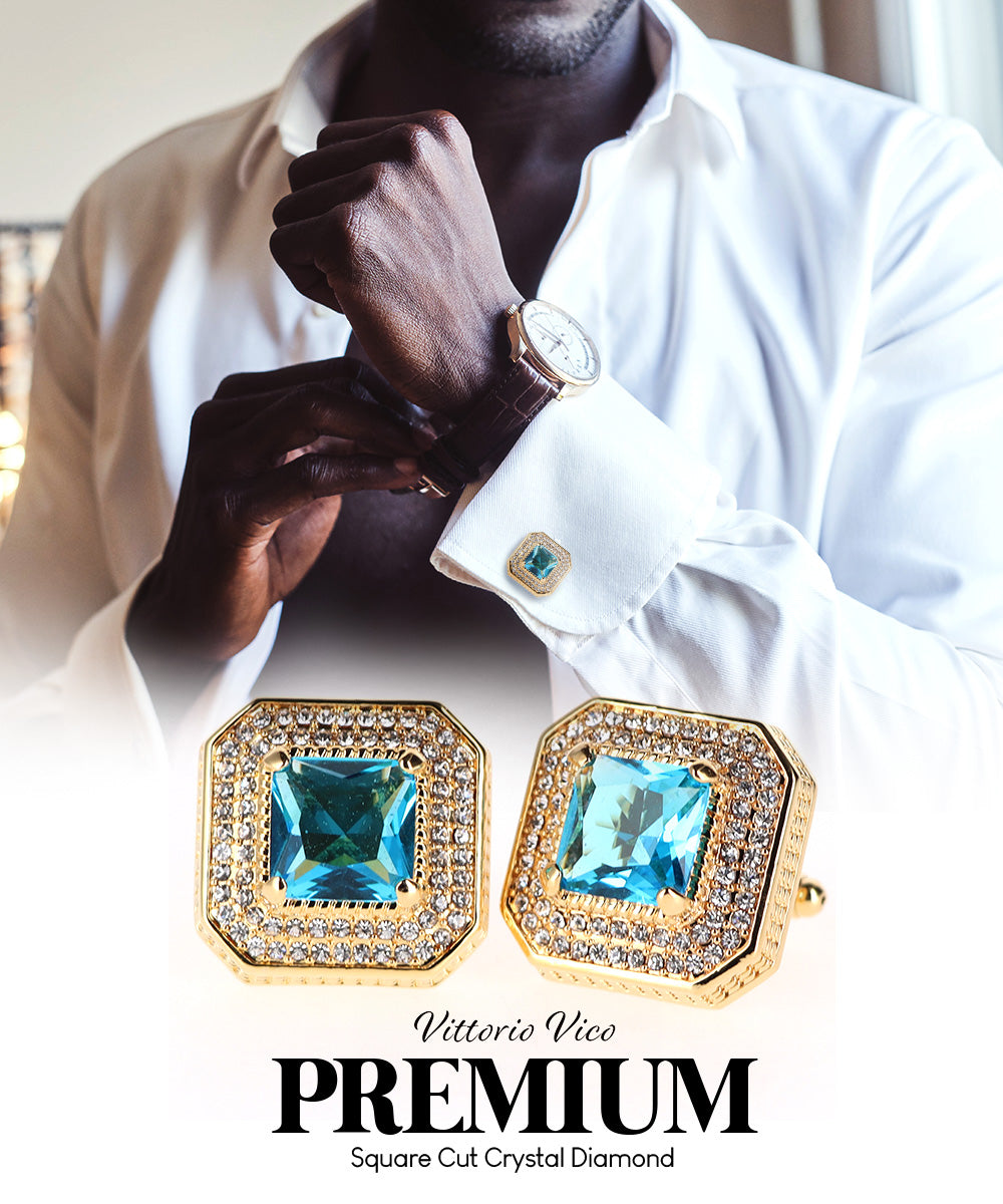 Large Square Crystal Diamond Cufflinks CL71XX
