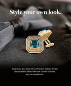 Large Square Crystal Diamond Cufflinks CL71XX