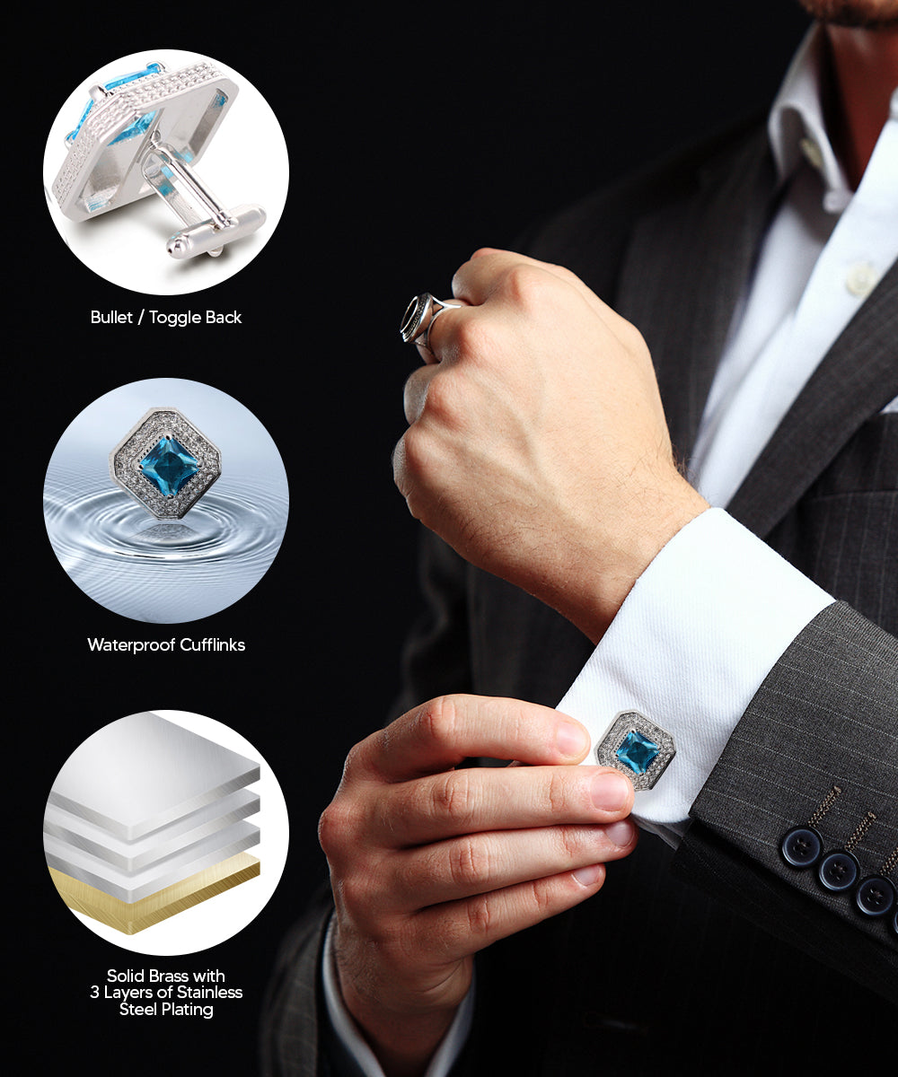 Large Square Crystal Diamond Cufflinks CL71XX