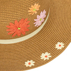 Kids Paperbraid Fedora with Retro Floral Embroidery