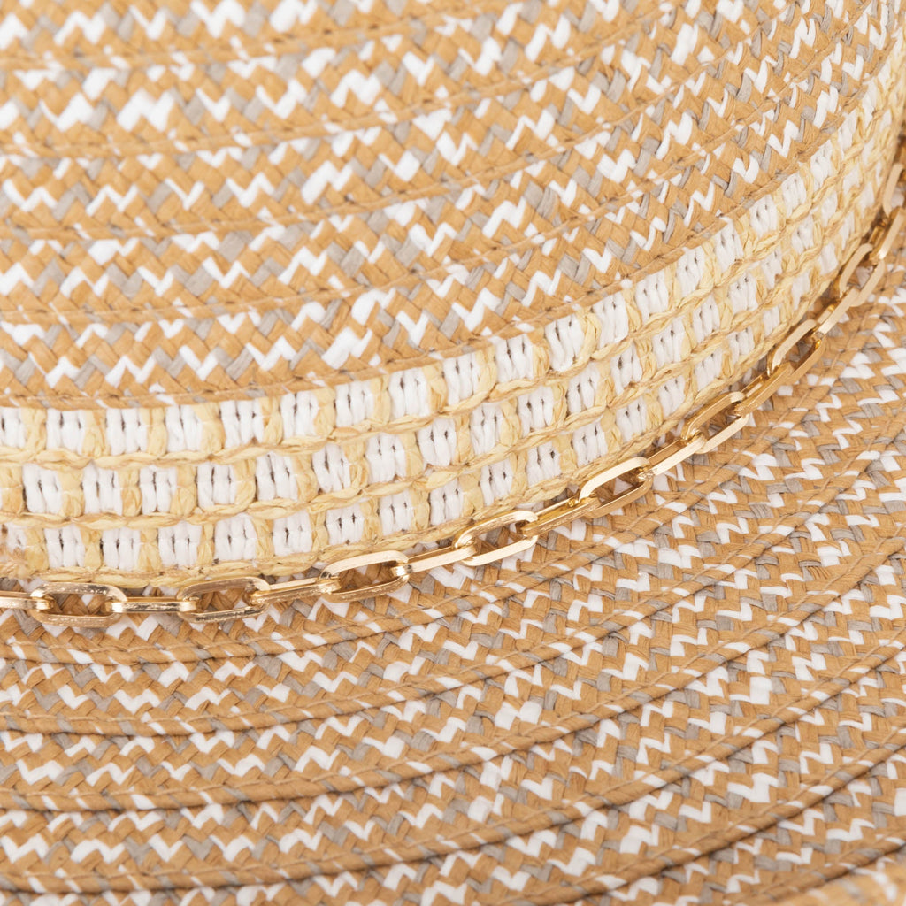 Cora - Women's Ultrabraid Turned Up Kettle Brim with Gold Chain Trim
