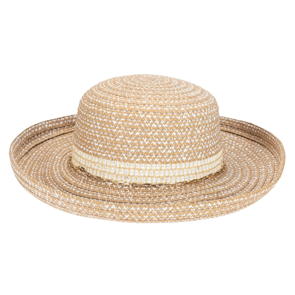 Cora - Women's Ultrabraid Turned Up Kettle Brim with Gold Chain Trim