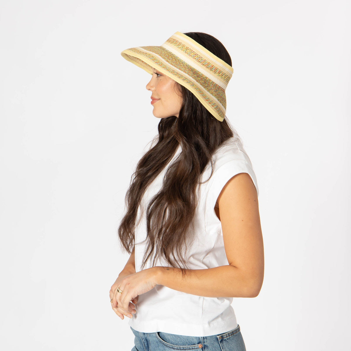 Women's Neutral Colored Ultrabraided Large Brim Packable Visor (UBV2004)
