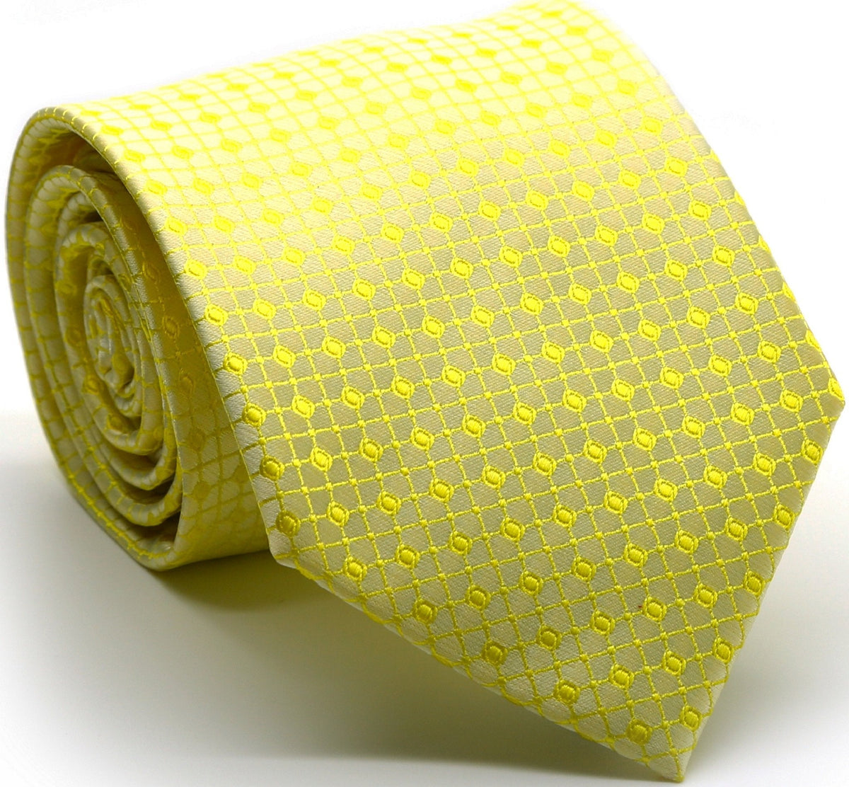 Mens Dads Classic Yellow Geometric Pattern Business Casual Necktie & Hanky Set UO-3