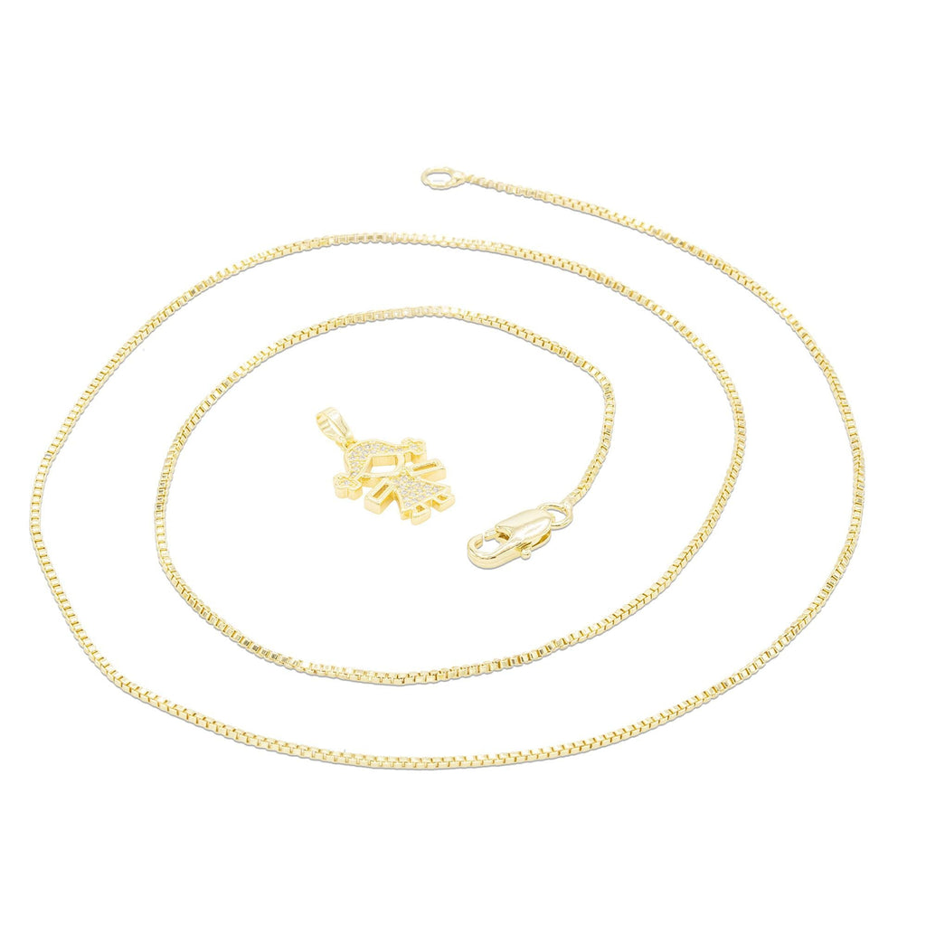 Girl Cubic Zirconia Pendant With Necklace Set 14K Gold Filled