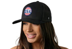 USA Stripes Trucker Hat  |  Black America Snapback