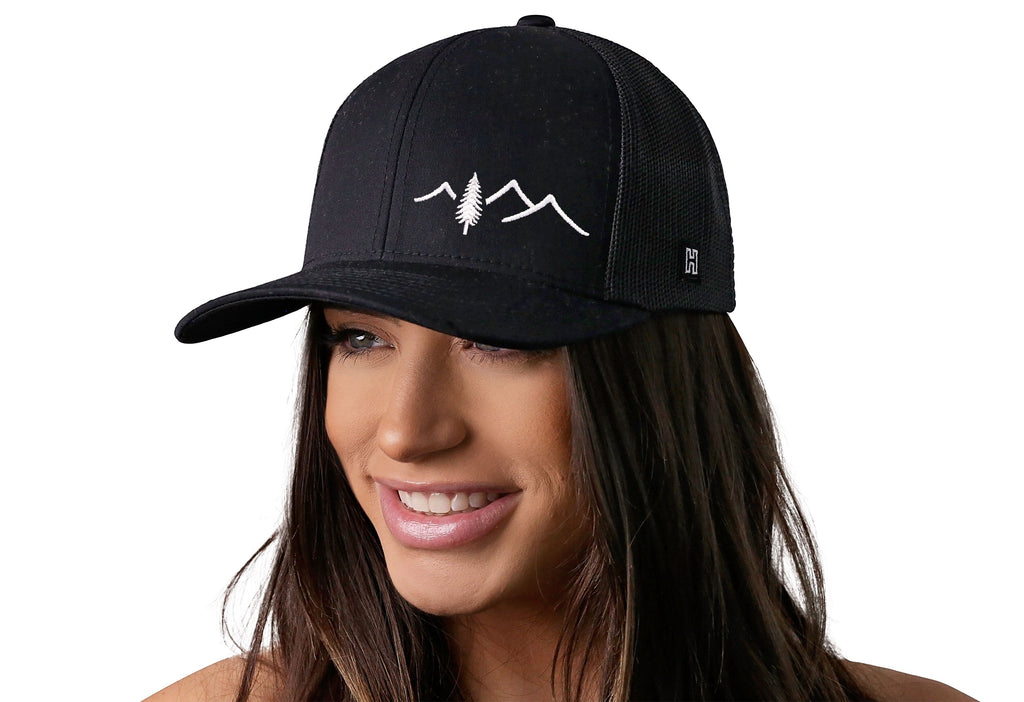 Pine Tree with Mountains Trucker Hat  |  Outdoors Snapback