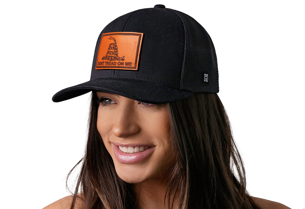 Dont Tread On Me Trucker Hat  |  Leather Gadsden Flag Snapback