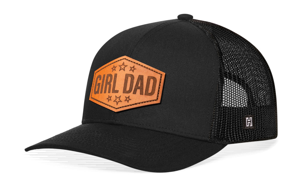 Girl Dad Leather Trucker Hat  |  Leather Father's Day Snapback
