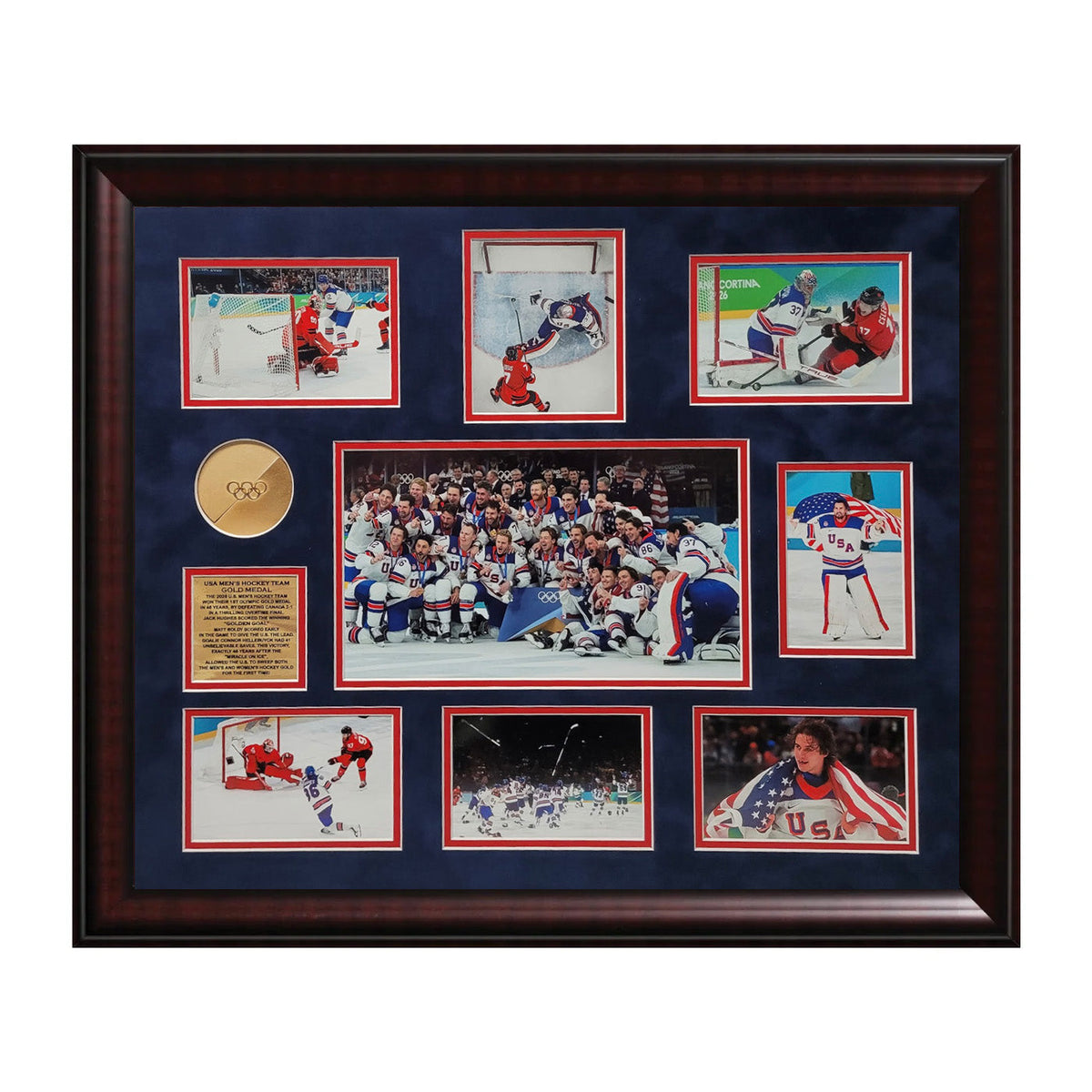 2026 Olympic Men's USA Hockey Team Unsigned Photograph Collage Framed to 20x24