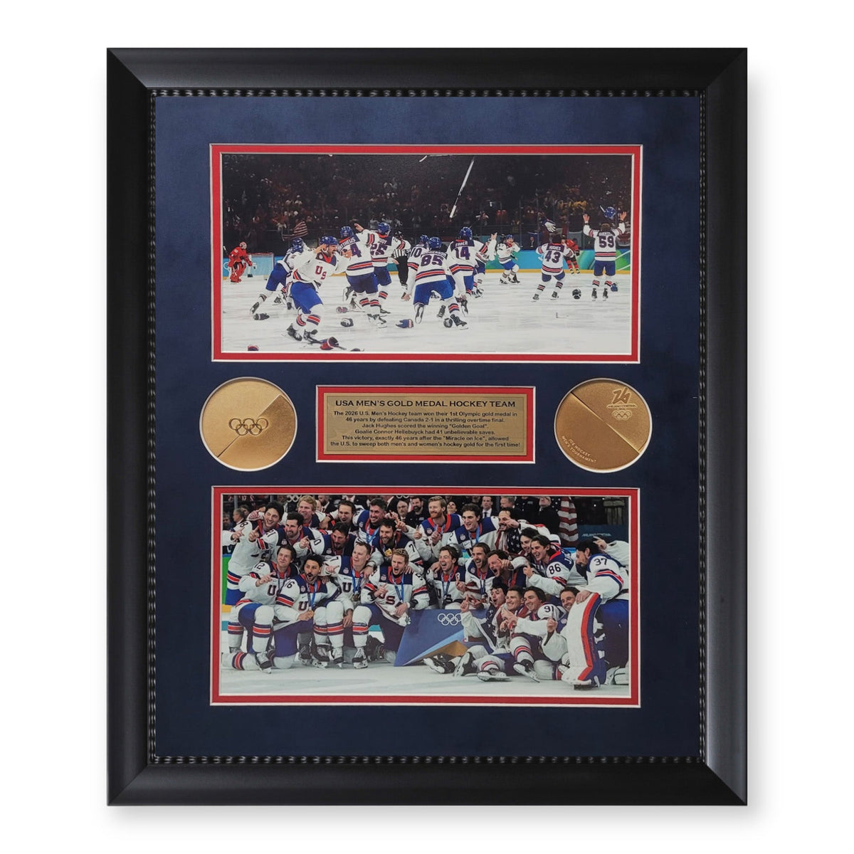 2026 Olympic Men's USA Hockey Team Unsigned Photograph Collage Framed to 16x20