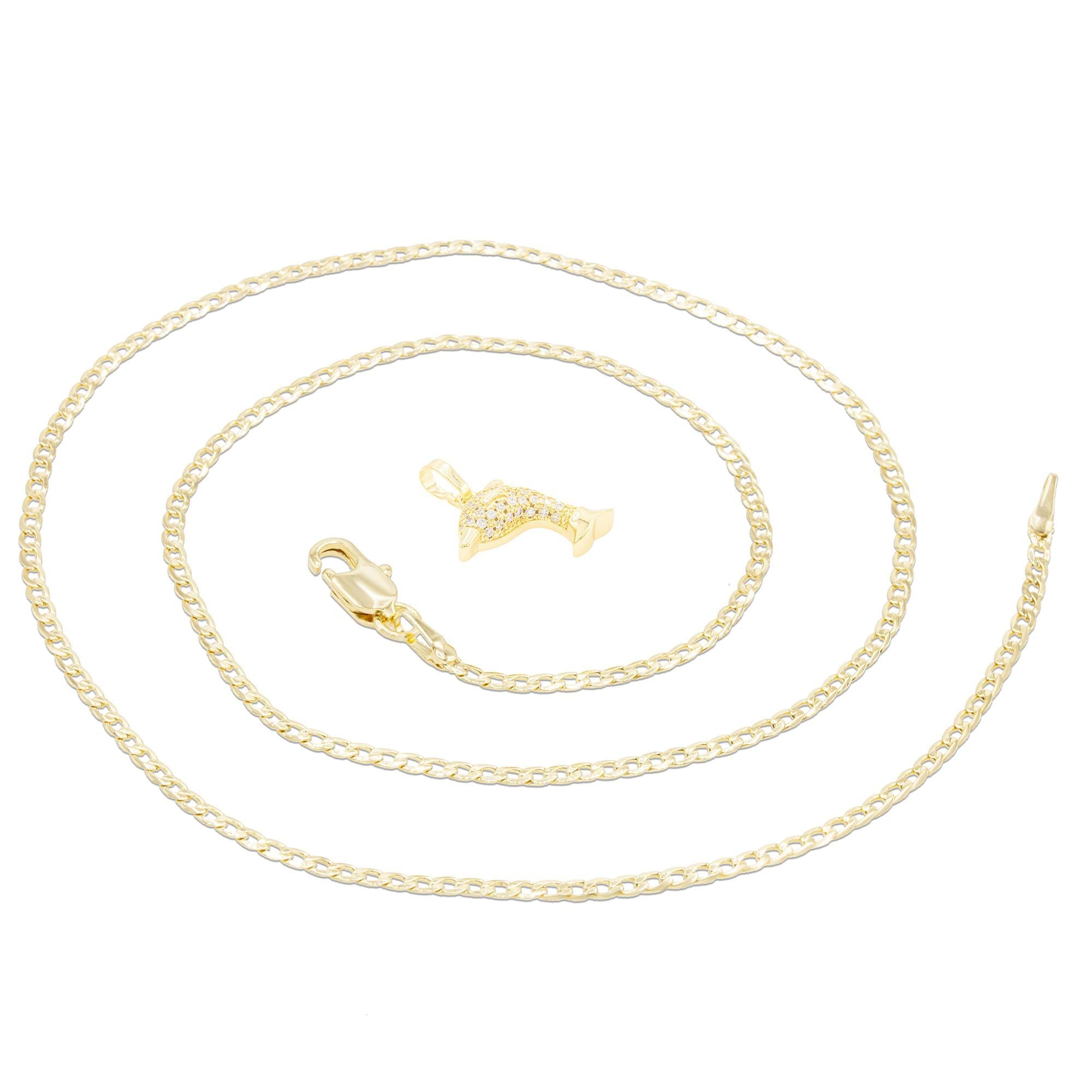 Whale Cubic Zirconia Pendant With 14K Gold Filled Necklace Set
