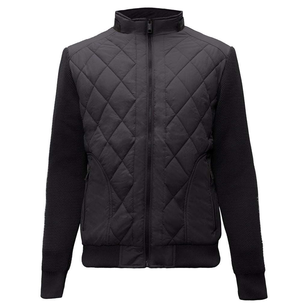 Urban Crest Quilted Bomber Jacket BLACK