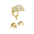 Dolphin 1 Cubic Zirconia Earrings 14K Gold  Silver Filled Hip Hop Studs Jewelry Women
