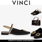 The Rosalinda Black Leather Women Flat Slingback Sandal
