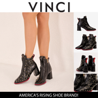 The Infanta Black Leather Block Heel Women Boot