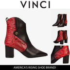 The Saturn Red Pythn Leather Block Heel Women Boot