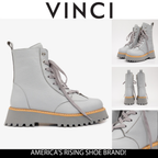 The Yildiz Gray Leather Lace-Up Ankle Women Boot With a Side Zipper