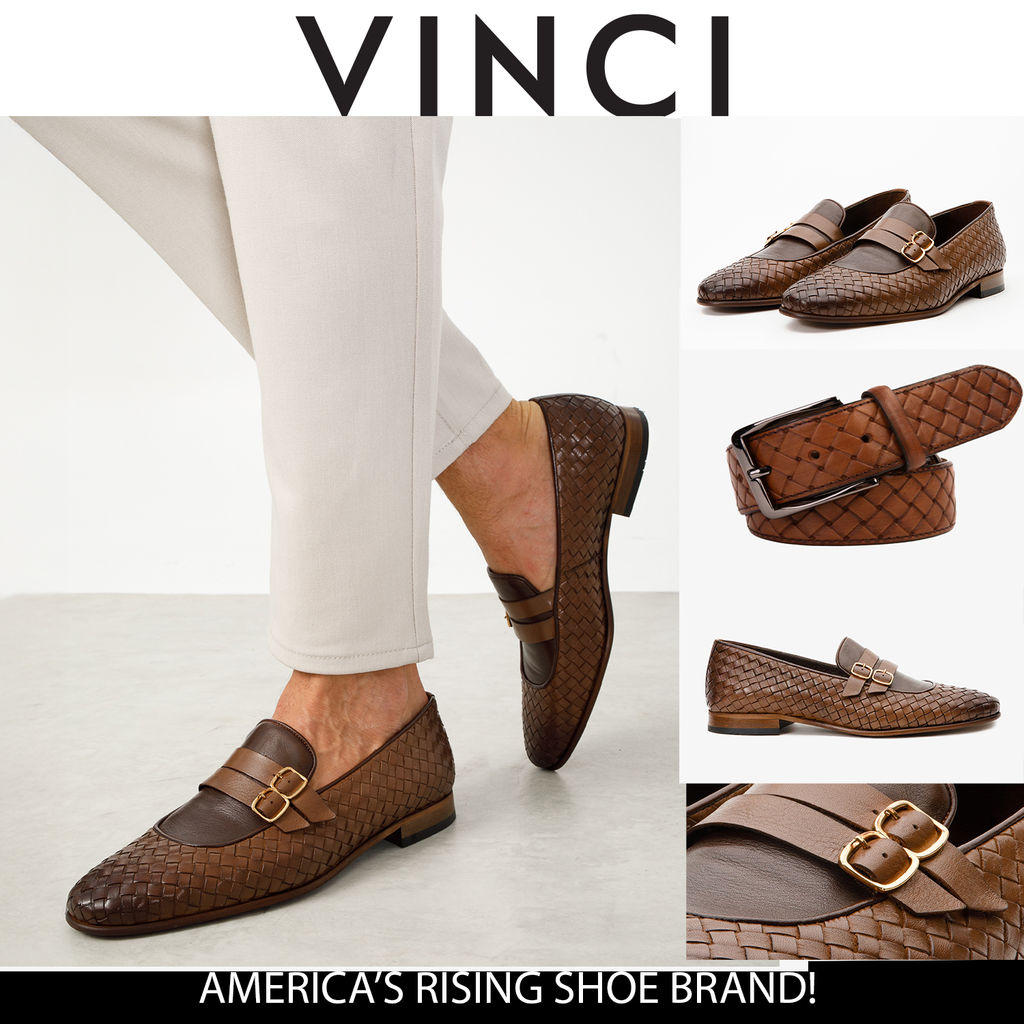The Vatra Tan Woven Double Monk Strap Men Shoe