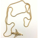 Gold plated Box Necklace Stainless Steel with Cubic Zirconia Angel Pendant