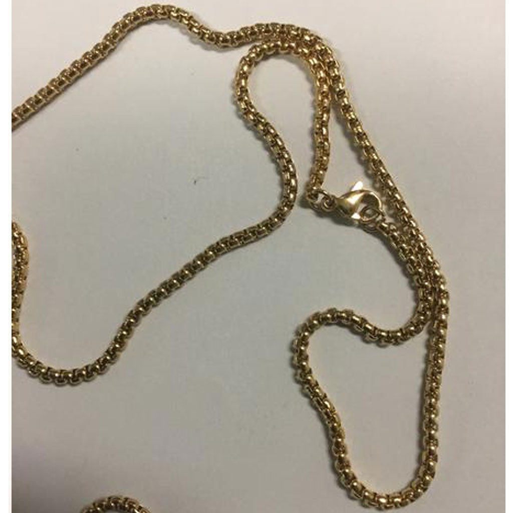 Gold plated Box Necklace Stainless Steel with Cubic Zirconia Angel Pendant