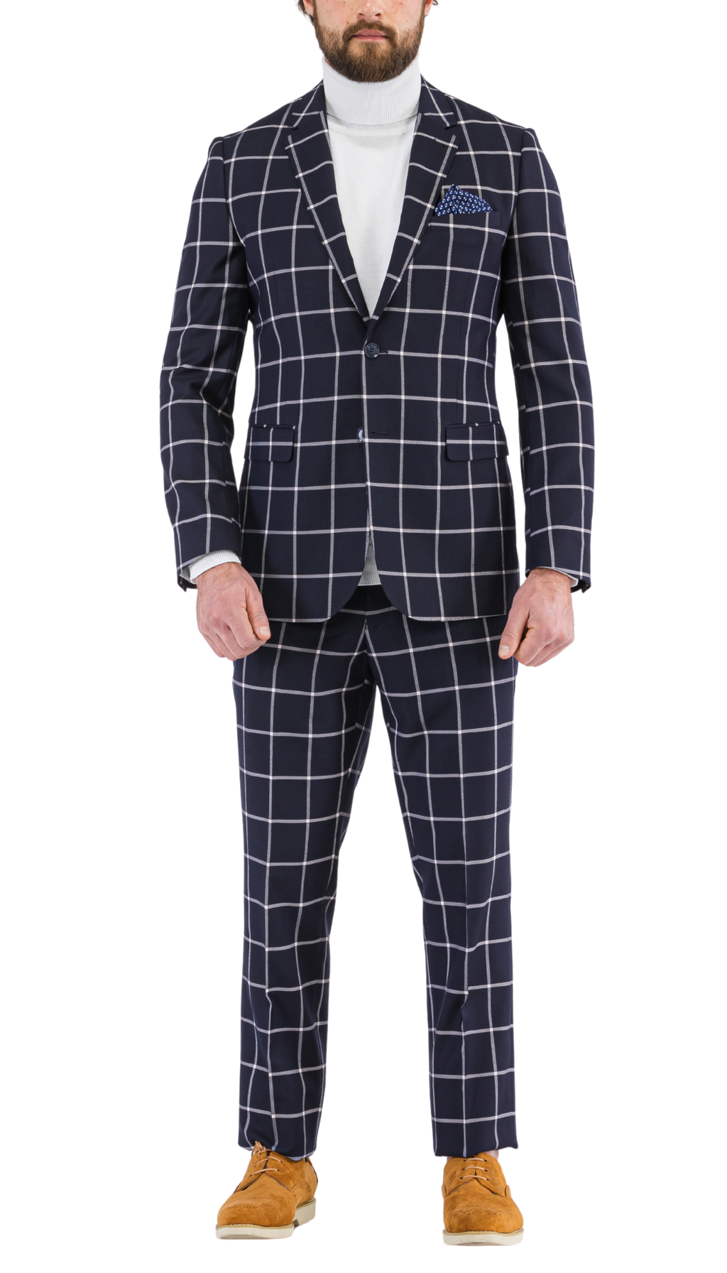 Harvy Navy Mens 2 Button Slim Notch Lapel Suit