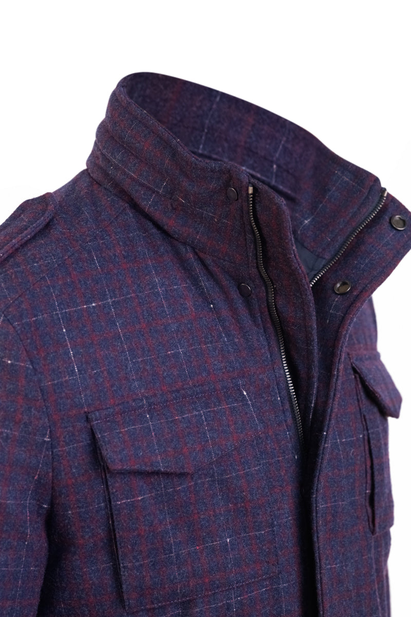 Carlo Barbera Meru Plaid Cashmere Jacket w/ Removable Trim