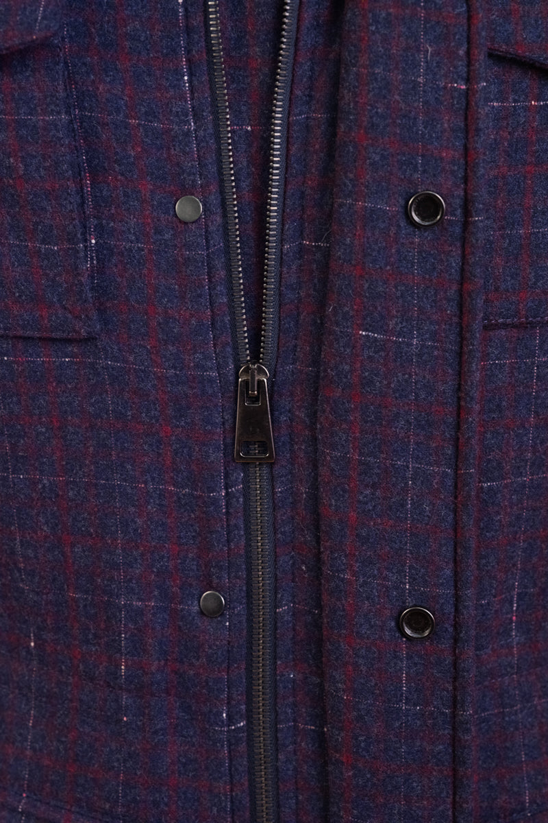 Carlo Barbera Meru Plaid Cashmere Jacket w/ Removable Trim