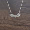Women’s Double Angel Wing Heart Crystal Necklace – Motorcycle Jewelry