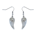 SK2536 Mini White Painted Winged French Wire Earring White Imitation Crystals