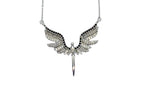 SK2702 Ladies Angel Wings Spread Crystal Stainless Steel Necklace