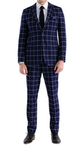 Copper Navy 3pc Slim Fit Notch Lapel Suit with Double Breasted Vest