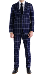 Copper Navy 3pc Slim Fit Notch Lapel Suit with Double Breasted Vest