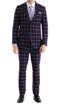 Copper Burgundy 3pc Slim Fit Notch Lapel Suit with Double Breasted Vest